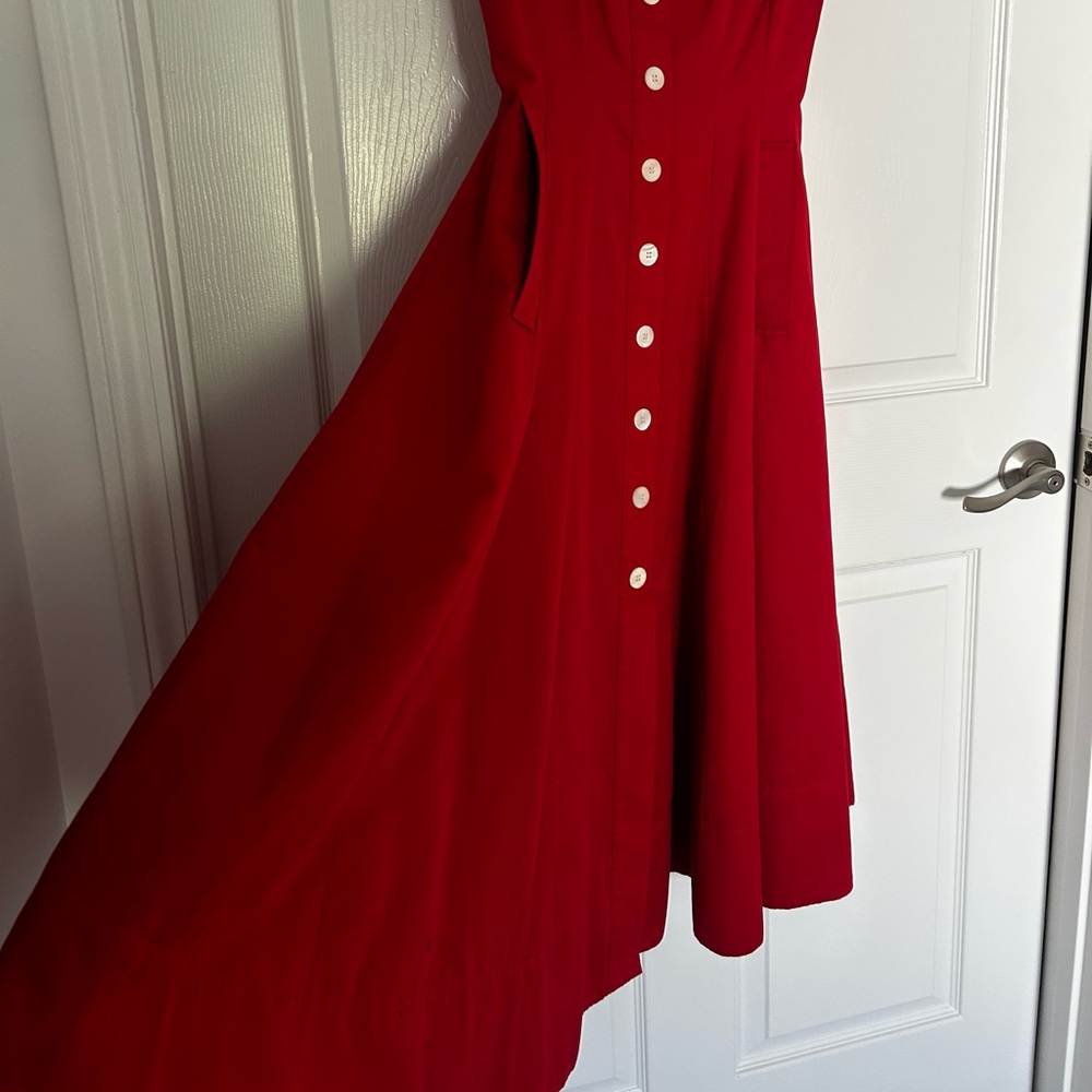 STAUD Loretta Midi Dress Tomato Red - Picture 2 of 6